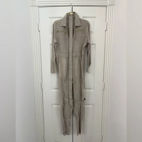 WeWoreWhat Beige Linen Jumpsuit - Picture 3 of 7